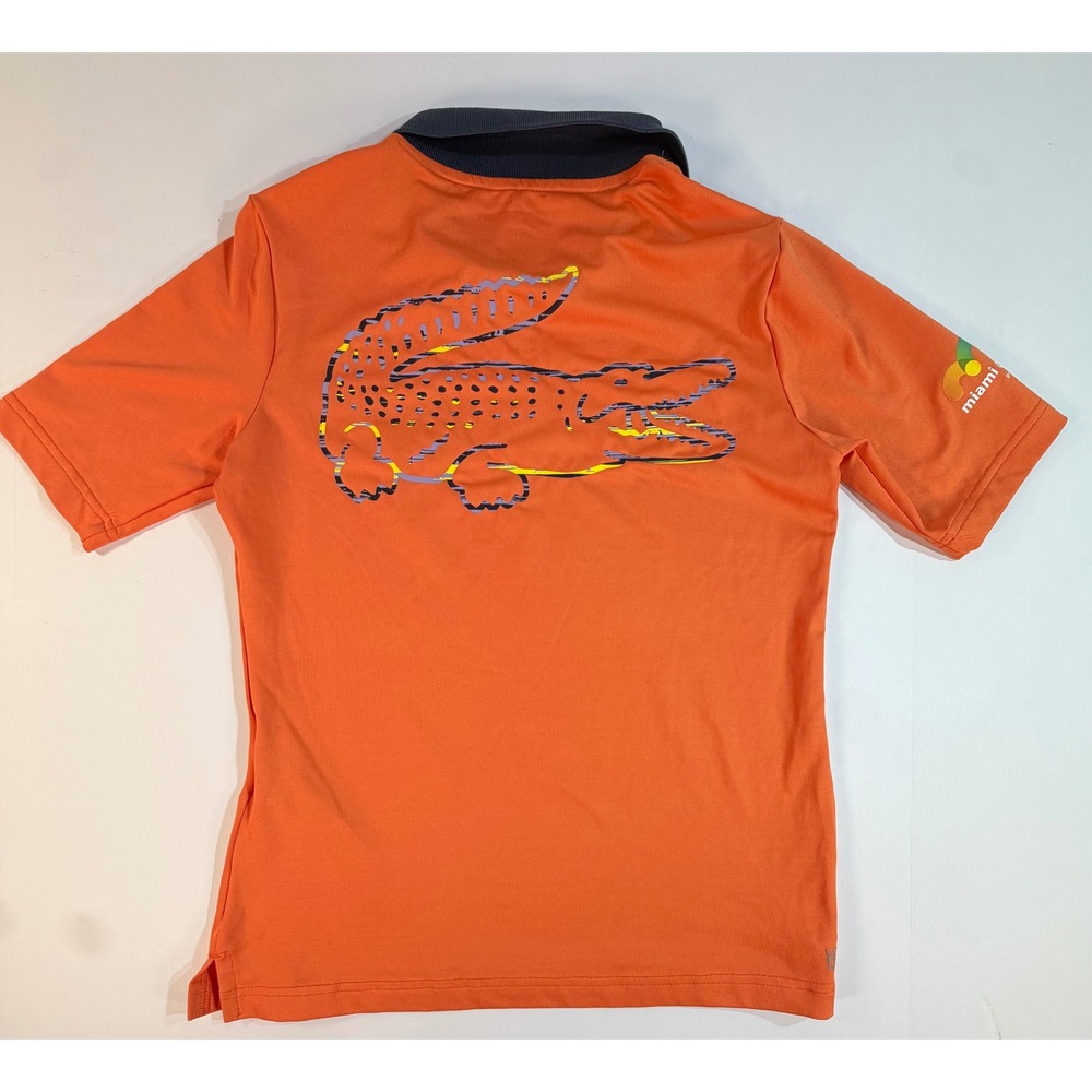 Lacoste Sport Miami Open Kids Orange Slim Fit Tennis Polo Shirt Size 34